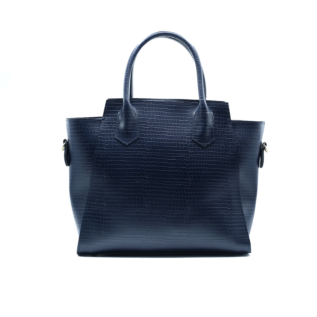 Structured Box Tote – Navy Blue