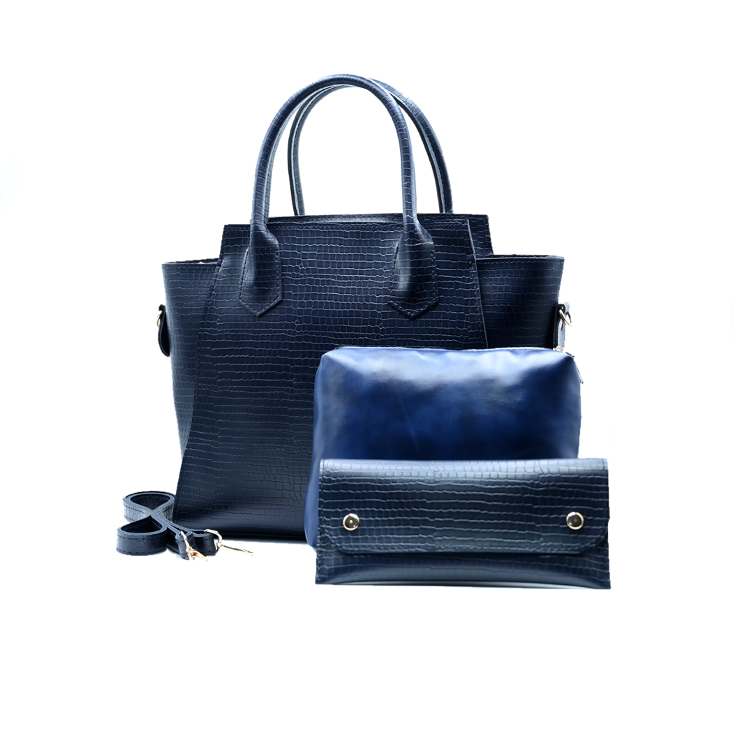 Structured Box Tote – Navy Blue
