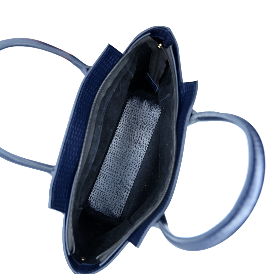 Structured Box Tote – Navy Blue