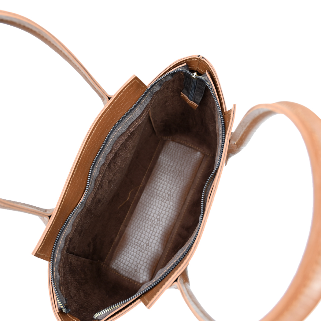 Structured Box Tote – Brown
