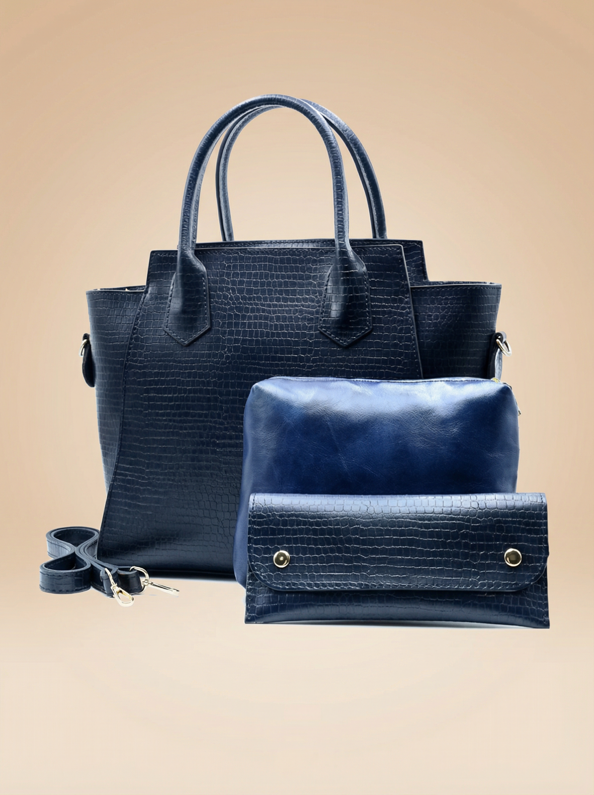 Structured Box Tote – Navy Blue